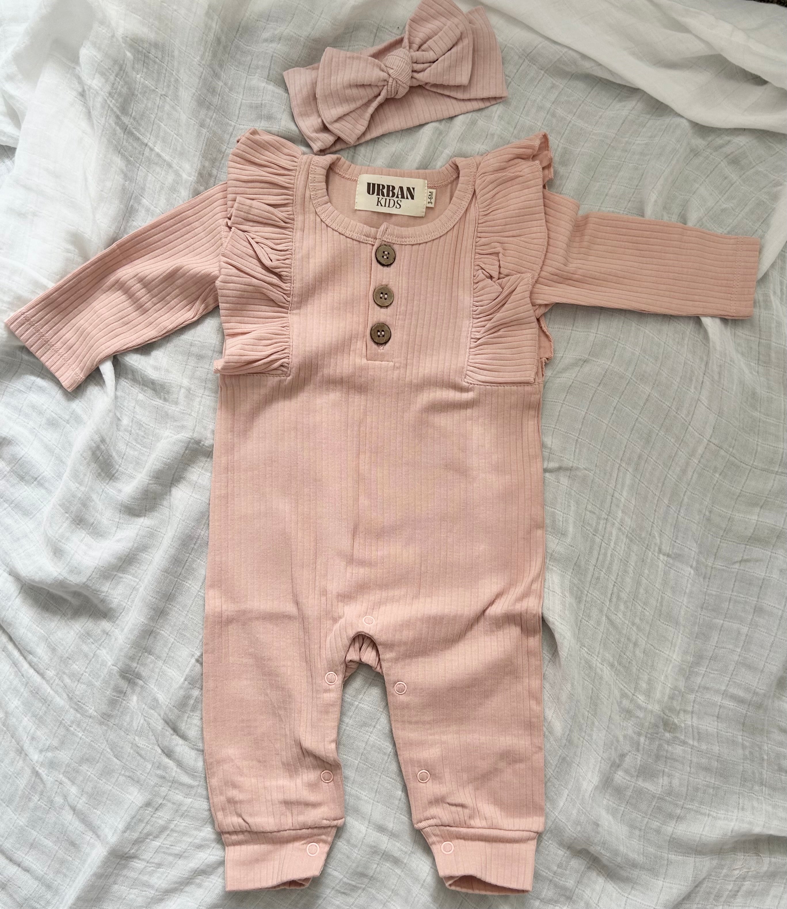 Bedtime Rompers Pretty in Pink Ribbed Romper Set – Perfect for Playtime & Bedtime ...